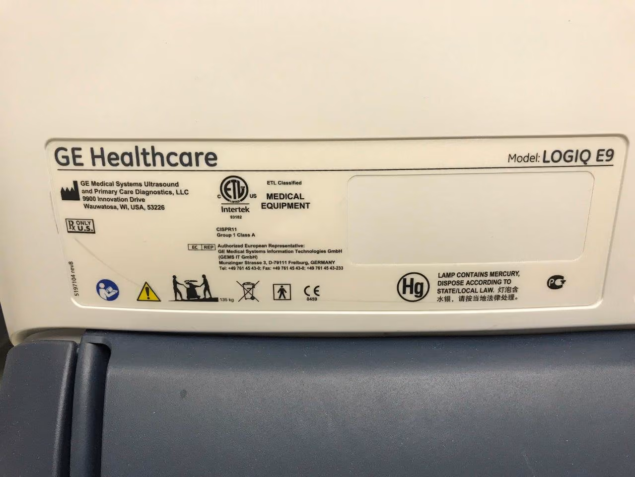 2013 GE Logiq E9, photo 7