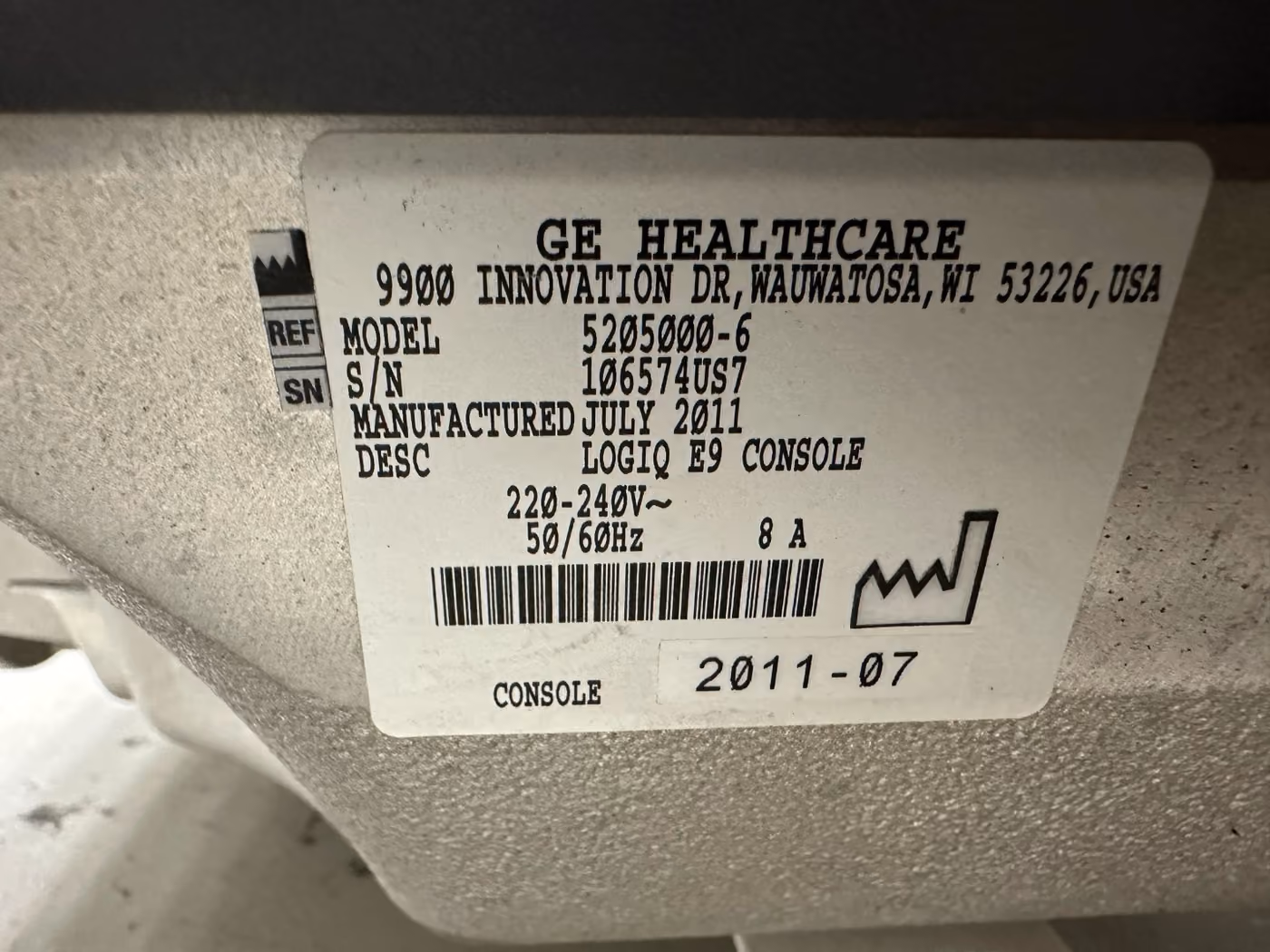 2011 GE Logiq E9, photo 7